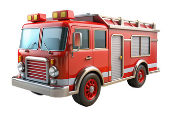fire truck with fire engine on white background.