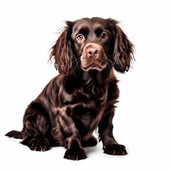 Boykin spaniel dog breed standing against white background, AI Generated