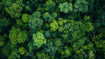 Naklejka premium Lush Green Forest with Tall Trees and Abundant Greenery Showcasing Diverse Biodiversity in a Wilderness Setting. Tranquil Natural Habitat with Flourishing Flora and Fauna.