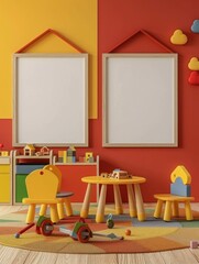 A playroom filled with bright colors and toys, perfect for a child's creative space