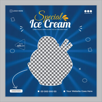 Tasteful, refreshing ice cream Social Media Design
