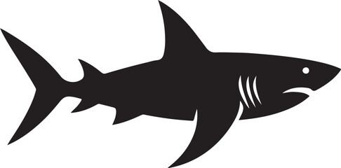 simple shark silhouette logo, negative spaced shark in black color logo icon vector