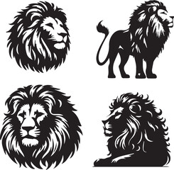 black and white silhouette of Lion