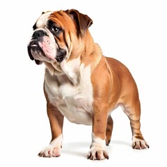 Obraz premium Bulldog breed standing against white background, AI Generated