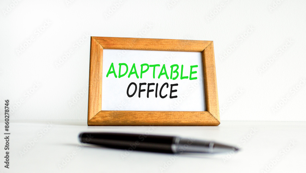 Wall mural adaptable office symbol. concept words adaptable office on beautiful wooden picture frame. beautiful