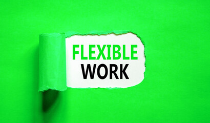 Flexible work symbol. Concept words Flexible work on beautiful white paper. Beautiful green paper background. Business Flexible work concept. Copy space.