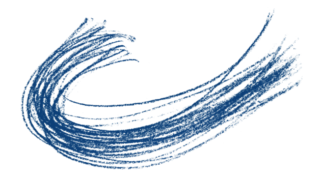 Blue pencil strokes isolated on transparent background.