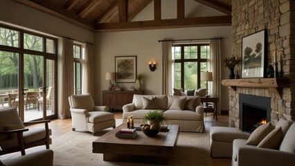 Fototapeta premium Cozy Rustic Living Room
