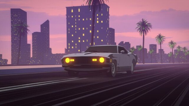 Retro Video Game Car Animation Loop