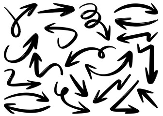 Set of Hand drawn vector arrows doodle on white background. design element vector illustration.