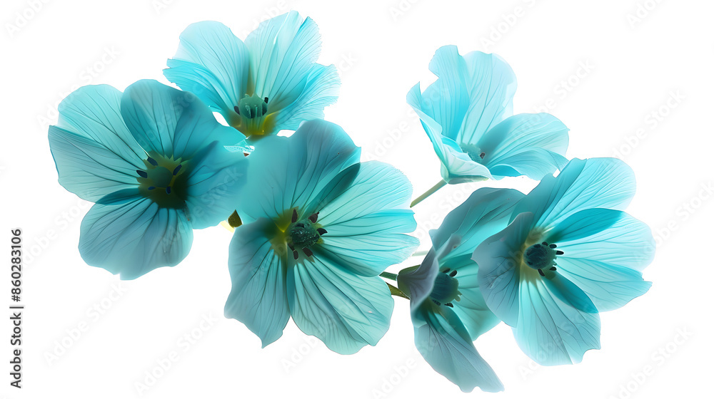 Aufkleber Turquoise spring flowers on white isolated background with a clipping path Closeup For design Nature : Generative AI