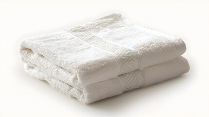 Clean white towels on white background, folded towel