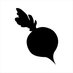 Beet vector silhouette isolated on white background. Beet icon illustration design.