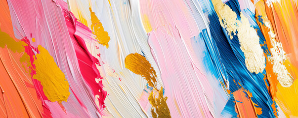 Artistic wedding mockup card background with bold, abstract brushstrokes in vibrant colors. A touch of gold leaf adds a modern, creative flair.