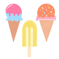 Ice cream cones and popsicle illustration