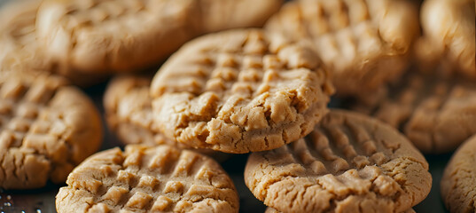 Close-up of fast food peanut butter cookies showcasing detailed textures of the crispy edges and soft centers