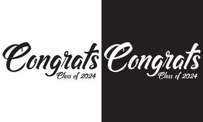 Vector illustration of black and white design for graduation ceremony. Class of 2024. Congratulations graduates typography design template for shirt, stamp, logo, card, invitation etc. EPS 10