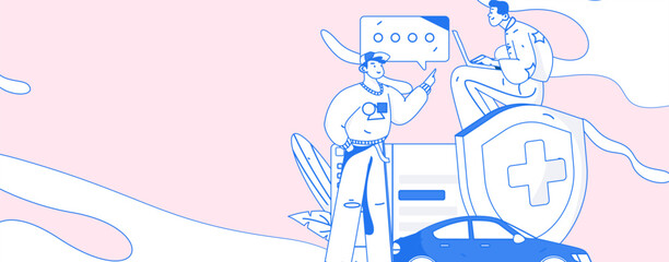 Buy insurance for car flat character vector concept operation illustration
