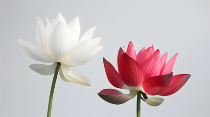 Beautiful Red and White lotus flower lotus flower and lotus flower plants : Generative AI