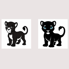 cute black panther vector 
