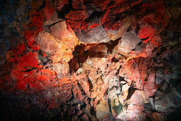 Lava cave (tunnel) Raufarholshellir near Reykjavík, Iceland