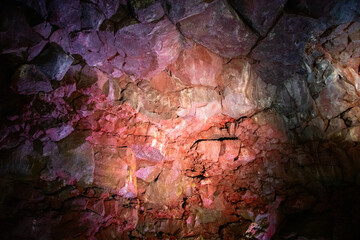Lava cave (tunnel) Raufarholshellir near Reykjavík, Iceland