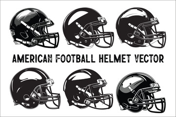 
American Football Helmet silhouettes Icon bundle. Football Helmet Svg set. American football Vector  bundleOn White Background.