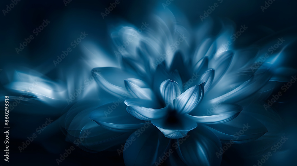 Poster abstract blurred dark blue flower abstract background : generative ai
