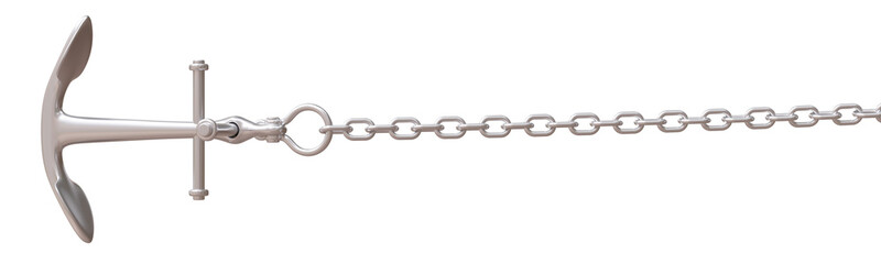 Obraz premium Anchor and chain isolated on white transparent, 3d render