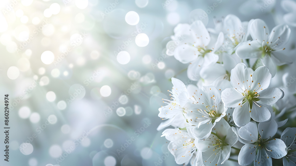 Aufkleber abstract spring seasonal background with white flowers natural easter floral image with copy space :