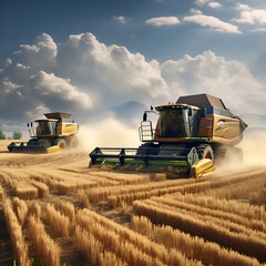 Fototapeta premium combine harvester working on a field