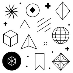 High-quality set universal abstract geometric shapes transparent PNG file