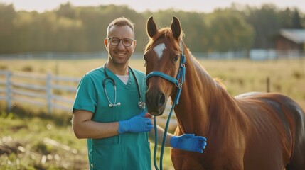 The veterinarian with horse