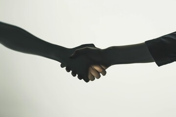 Two hands shaking in silhouette against a light background, agreement, partnership, trust, business, teamwork