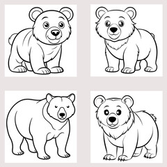 cute bear line art vector 