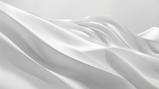 Clean white wave patterns merge effortlessly with a pristine background, illustrating simplicity and elegance