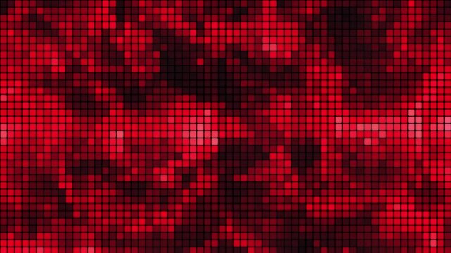 Abstract background of multi-colored squares. Background of red squares computer mosaic. Bright pixel background. Simple abstract graphic gradient background. 3D rendering. Animation 4K.