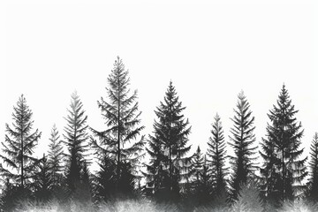 Fototapeta premium Monochrome Forest Landscape for Poster Design Generative AI