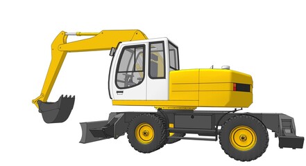 Obraz premium bulldozer and excavator 3d illustration