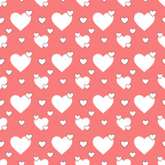 Children's seamless pattern for girls with hearts in vector