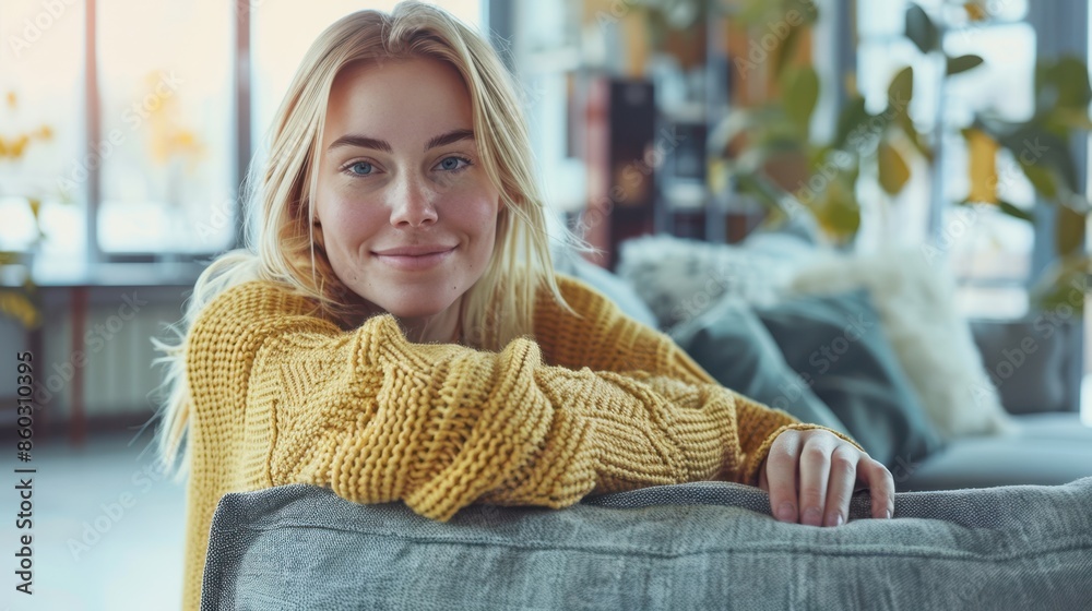 Canvas Prints a woman in yellow sweater