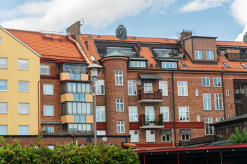 Beautiful residential houses in a European town
