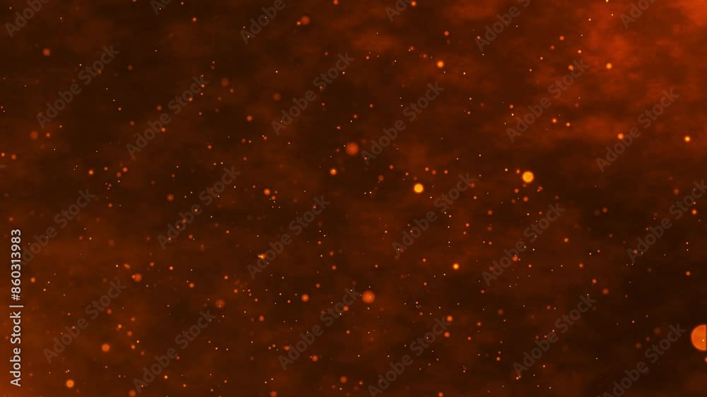 Poster abstract bokeh particles float slowly in the air on a dark background. futuristic dot wave. backgrou