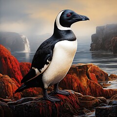 Naklejka premium The great auk (Pinguinus impennis) is a species of flightless alcid that became extinct in the mid-19th century