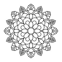 Fototapeta premium simple and beautiful mandala design for coloring book, mandala art for henna and tattoo design