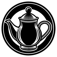 teapot and cups silhouette logo icons vector illustration.