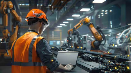 A worker in automated factory