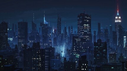 Obraz premium City skyscrapers in the darkness. AI generative.