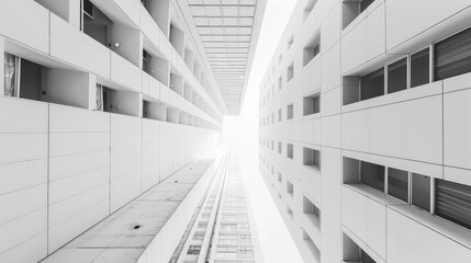 Obraz premium White architectural minimalism background or screensaver. Future urbanistic theme. Top view. AI generative.