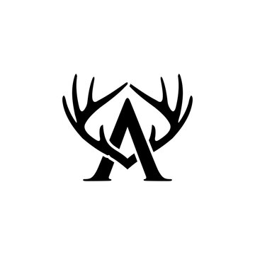 deer antler A letter logo